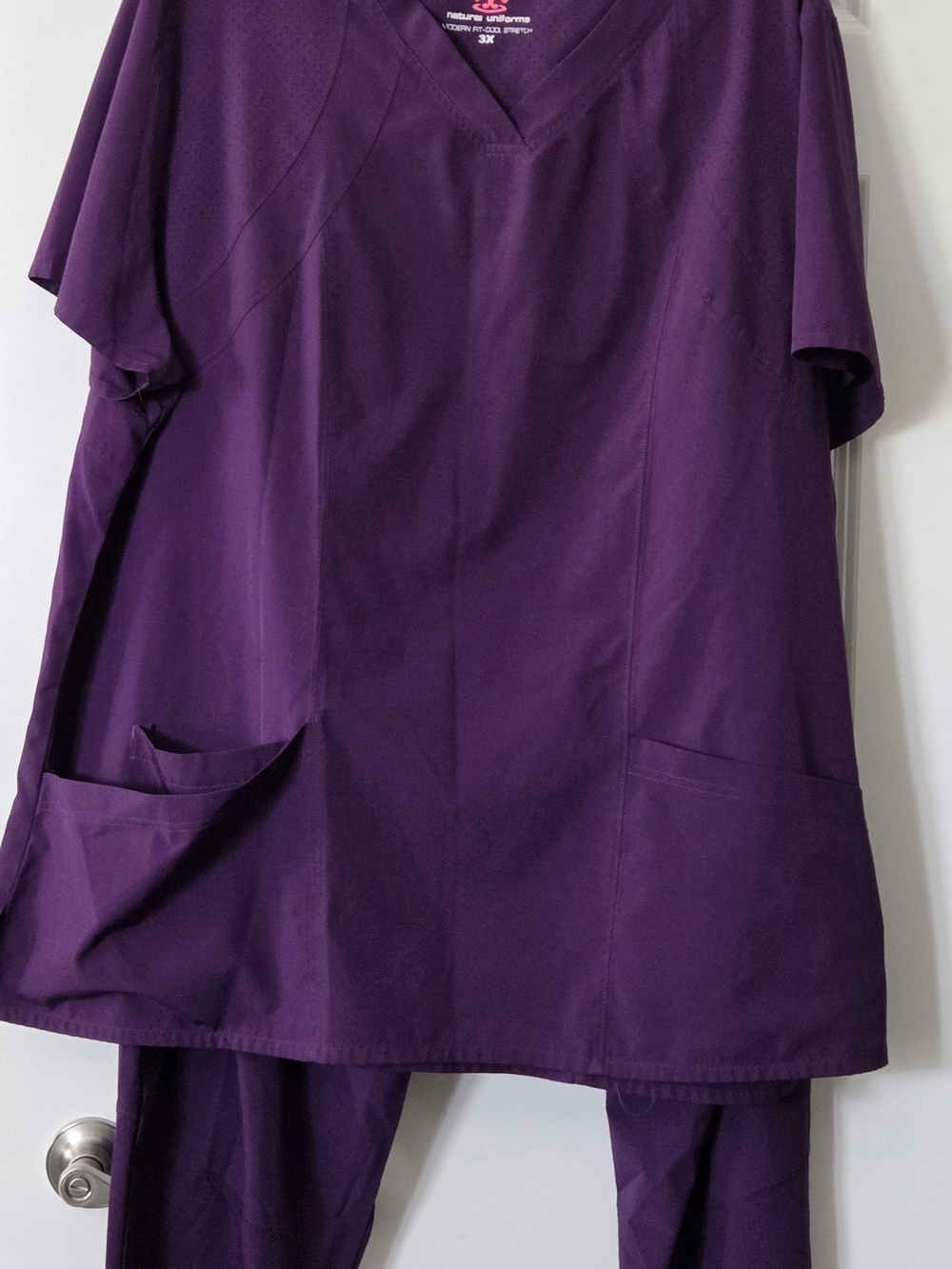 Natural Uniforms Purple Medical Scrub Top and Pants Set ( 3 Sets) Navy (Free)